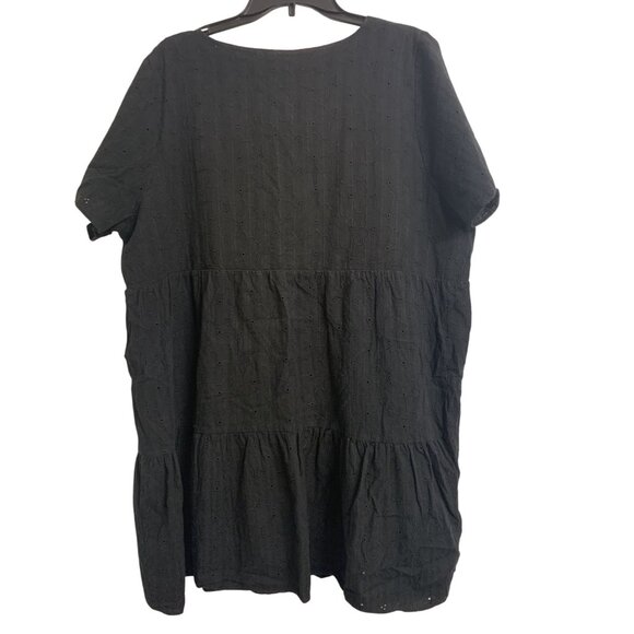 Madewell 2X Eyelet Cotton Tiered Oversize Midi Dress Black Casual - Picture 3 of 7